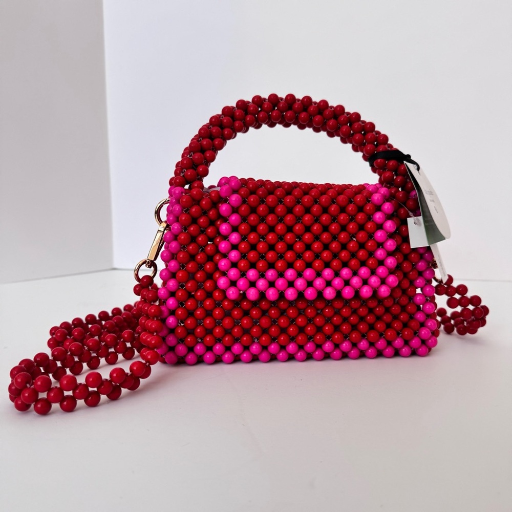 NWT ♠️ Kate Spade Target Colorblock Beaded Crossbody Red Pink Mini Bag Purse